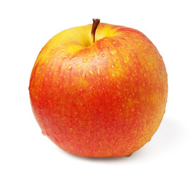 Wet apple fruit isolated on white