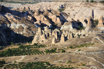 Bizarre forms of relief of Turkish Cappadocia. Goreme national p