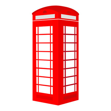Isolated red British telephone box on white background - Eps10 Vector graphics and illustration