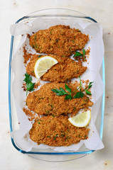 Baked in Bread Crumbs Chicken Breast 