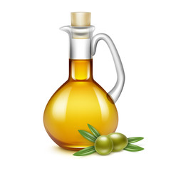 Olive Oil Glass Jug Pitcher Jar Bottle Olives Branches Leaves