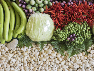 Close up of various colorful raw vegetables