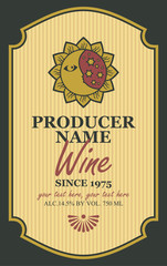 wine label with a picture of the sun and moon