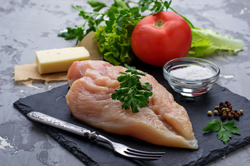 Raw chicken fillet