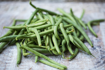 Fresh, organic green beans