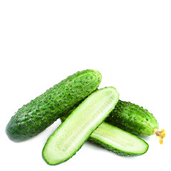 ..Heap of Fresh Cucumber isolated over white background close up