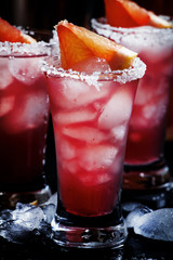 Alcoholic cocktail with grapefruit juice, vodka and salt, select