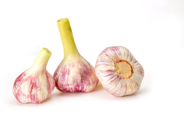 onions garlic and paprika isolated on a white background
