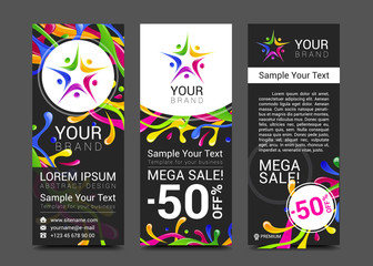 vector colorful banner made of bright stains logo people