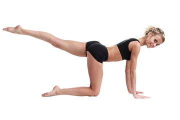 Fototapeta na wymiar Aerobics fitness woman exercising isolated in full body.