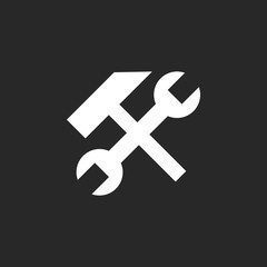 Wrench hammer tools  sign simple icon on background