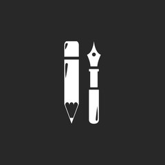 Pen and pencil  sign simple icon on background