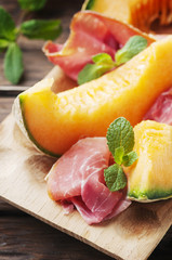 Italian antipasto with prosciutto and sweet melon