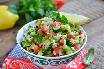 Eastern salad tabbouleh with bulgur, mint and parsley