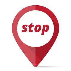 Red Stop map pin pointer concept