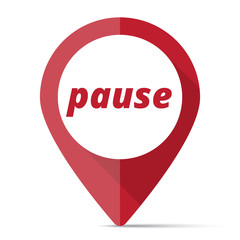 Red Pause map pin pointer concept