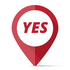 Red Yes map pin pointer concept