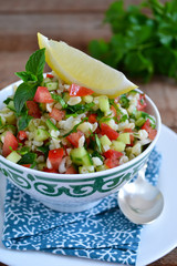 Eastern salad tabbouleh with bulgur, mint and parsley