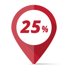 Red Sale 25% map pin pointer concept