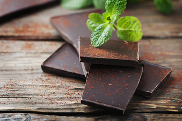 Dark healthy chocolate with mint