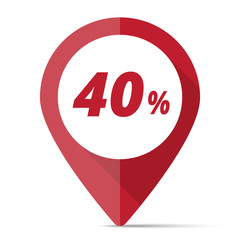Red Sale 40% map pin pointer concept