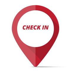 Red Check-In map pin pointer concept
