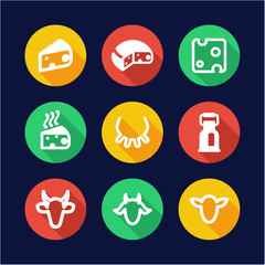 Cheese Icons Flat Design Circle