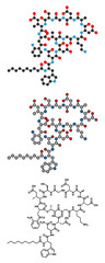 Daptomycin antibiotic drug molecule.