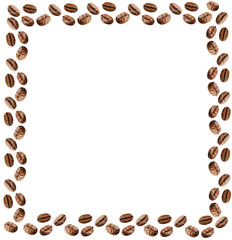 Frame made of coffee beans isolated on white