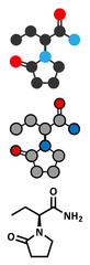 Levetiracetam epilepsy (seizures) drug molecule.