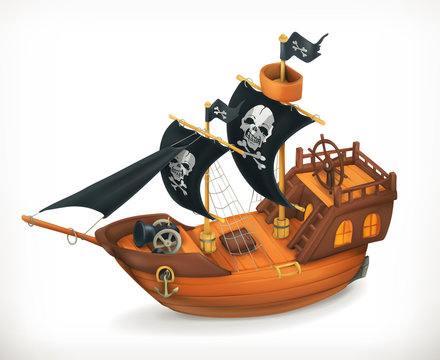 Pirate ship, vector icon