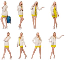 Obraz premium Woman in various poses isolated on white