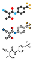 Teriflunomide multiple sclerosis (MS) drug molecule.