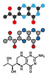 Tetrahydrobiopterin (sapropterin) phenylketonuria drug molecule.