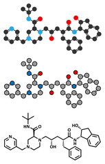 Indinavir HIV drug molecule.
