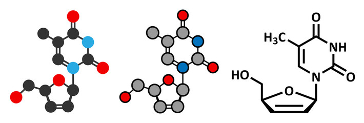 Stavudine (d4T) HIV drug molecule. 