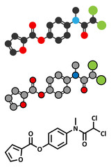 Diloxanide furoate amoebiasis drug molecule. 