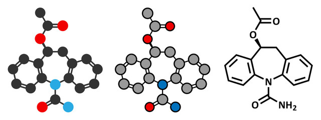 Eslicarbazepine acetate epilepsy drug molecule.
