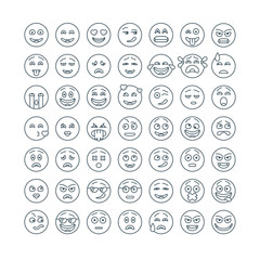 Line flat emoticons set. Modern flat smileys icon collection.