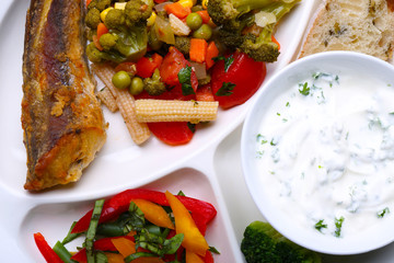 Traditional Korean lunch, closeup