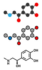 Adrenaline (adrenalin, epinephrine) neurotransmitter molecule. 