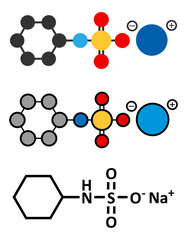 Sodium cyclamate artificial sweetener molecule.