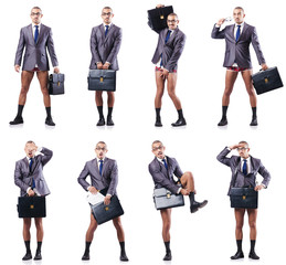 Composite photo of naked businessman on white