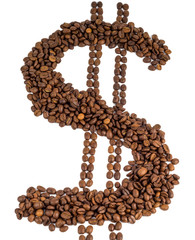 coffee beans in the form of dollar