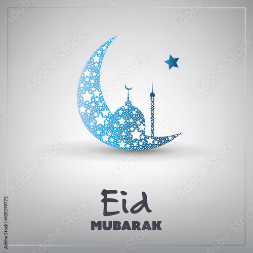 "Eid Mubarak - Moon in the Sky - Greeting Card for Muslim 