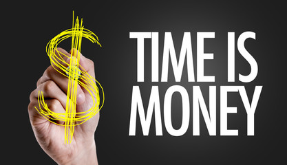 Hand writing the text: Time is Money