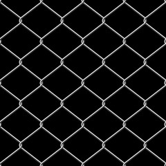 Realistic wire chainlink fence seamless vector texture with back