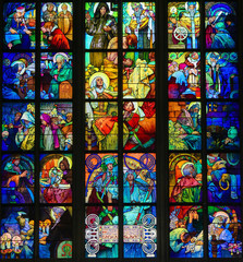 Stained Glass in Prague Cathedral by Alphonse Mucha