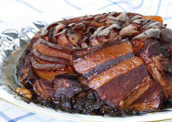 Braised Pork belly soaked in soya sauce, with preserved vegetable - famous Chinese dish...