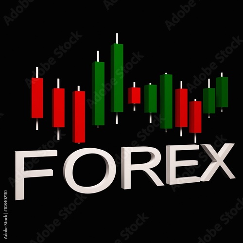 Forex Trading Candlestick Bars Chart On A Black Background Stock - 